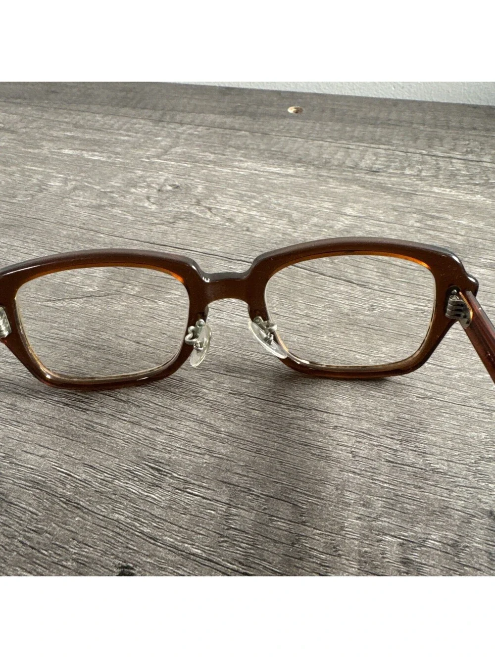 Vintage USS Romco Eyeglasses FRAMES ONLY Brown Military 4 1/2 - 5 3/4 50-20